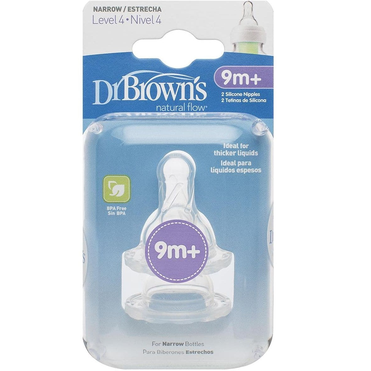Dr Brown's Narrow 2 Silicone Nipples 9m+