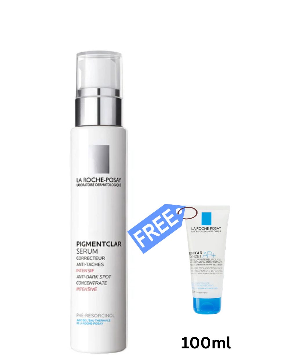 La Roche Posay Pigmentclar Serum, and get 1 Lipikar Syndet AP+ Creme Lavante 100 ml for FREE