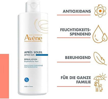 Flacon de 100ml de la lotion Avène After Sun Repairing – soin réparateur et apaisant après-soleil pour peau sensible