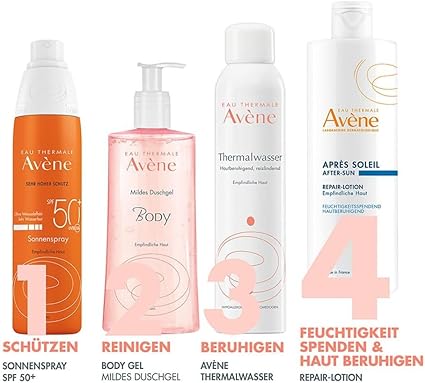 Texture légère de la lotion Avène After Sun Repairing, idéale pour apaiser et hydrater la peau après l’exposition au soleil