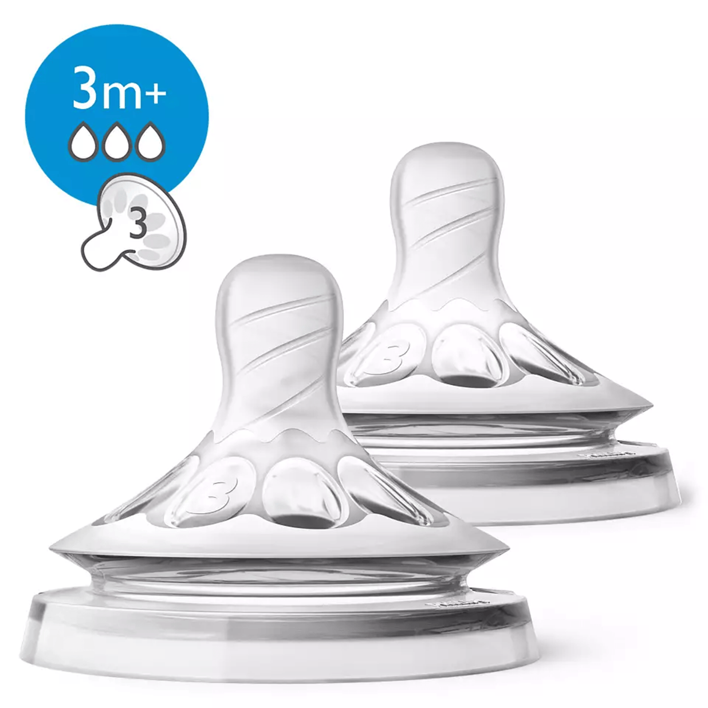 Avent 2 Natural Teats Medium Flow 3 holes - 3m+