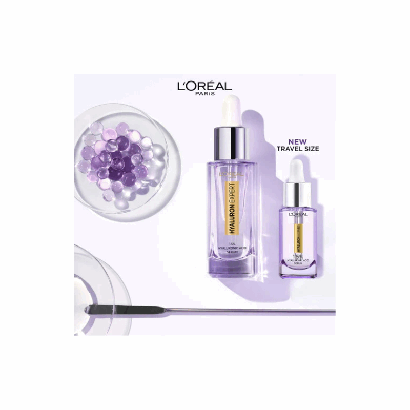 L'Oréal Paris Hyaluron Expert Moisturiser and Anti-Aging Plumping Serum with Hyaluronic Acid+Free travel size