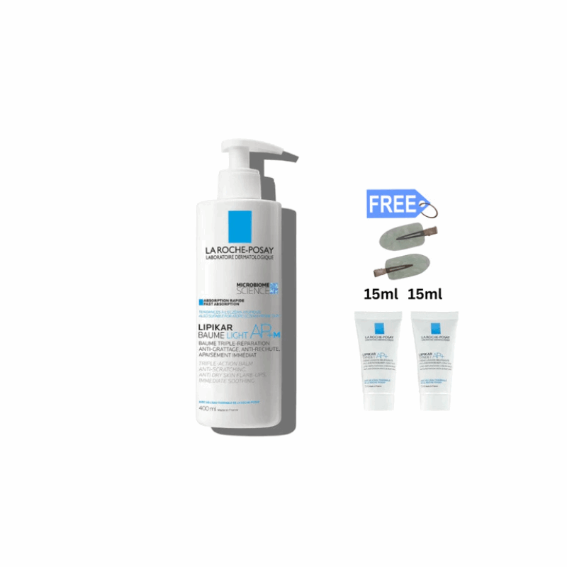 La Roche-Posay Lipikar Baume AP+M 400ml + Free 2 Lipikar Syndet AP+ 15ml & Hair Clips