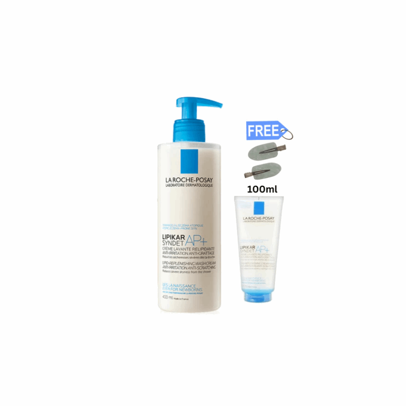 La Roche-Posay Lipikar Syndet AP+ 400ml + Free La Roche-Posay Lipikar Syndet AP+ 100ml & Hair Clips