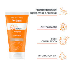 Avène Very High Protection Tinted Cream SPF 50+ 50 ml in skincare routine – water-resistant tinted sun cream with antioxidant vitamin E and spring water