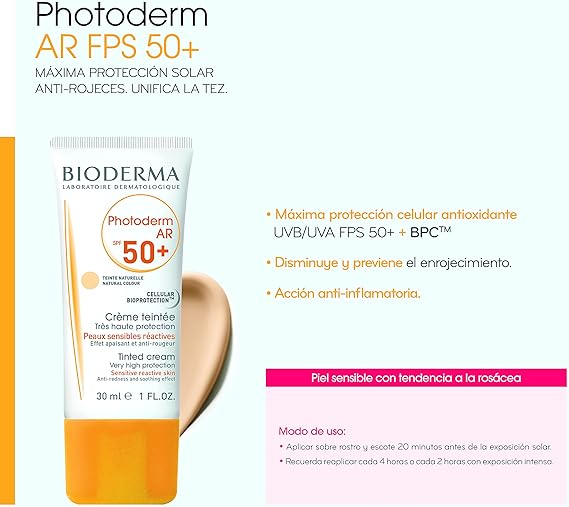 Bioderma Photoderm AR SPF 50+ 30 ml – high‑protection sunscreen for redness‑prone and rosacea‑sensitive skin, non‑comedogenic, fragrance‑free.