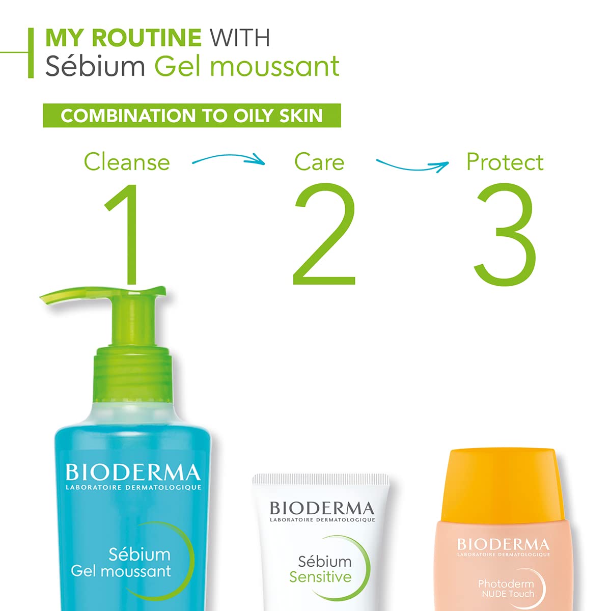 Flacon de 200 ml de Bioderma Sébium Gel Moussant, gel nettoyant purifiant pour peaux mixtes à grasses