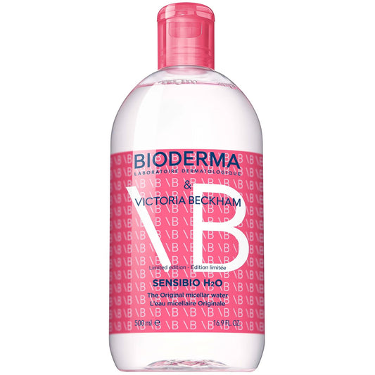 Bioderma Sensibio H2O Victoria Beckham Limited Edition – Front view of 500ml micellar water bottle