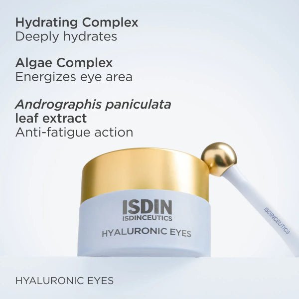 ISDIN Isdinceutics Hyaluronic Eyes – Hydrating and cooling eye contour gel with natural ingredients for reducing puffiness and fatigue