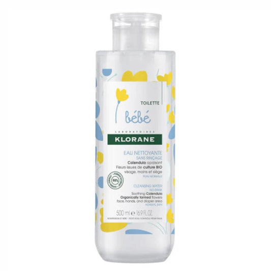 Klorane bottle with floral design on a white background