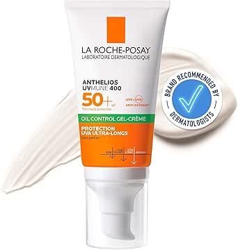 La Roche-Posay Anthelios UVMUNE Oil Control Gel-Cream SPF50+ – Soin solaire matifiant haute protection, anti-brillance, idéal pour peaux grasses et sensibles
