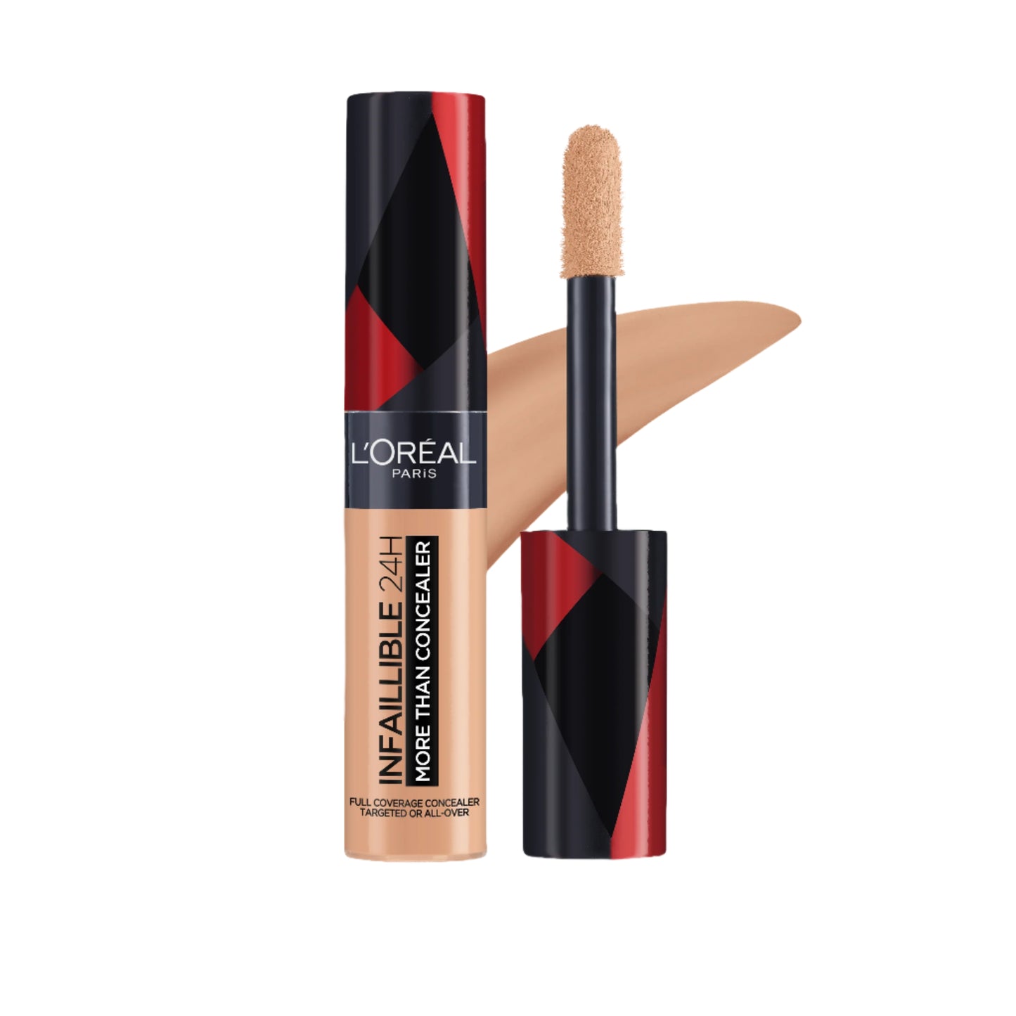 L’Oréal Paris Infaillible Full Wear Waterproof Concealer with 24-hour full coverage and flawless matte finish in sleek tube packaging