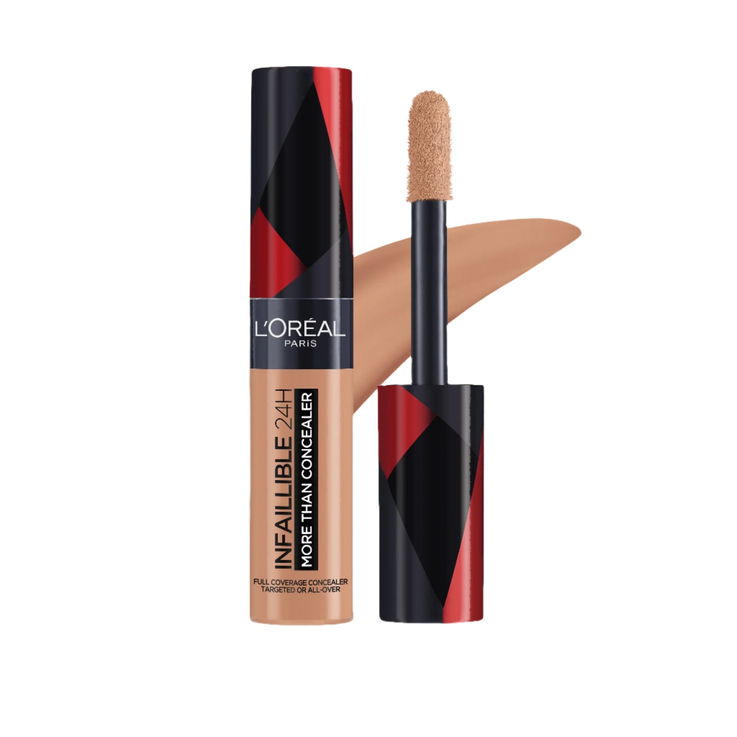L’Oréal Paris Infaillible Full Wear Waterproof Concealer with 24-hour full coverage and flawless matte finish in sleek tube packaging