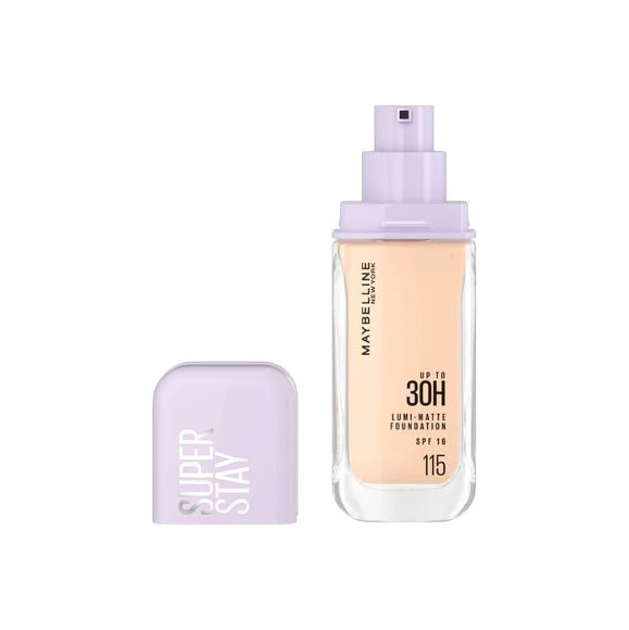 Maybelline Super Stay Up To 30H Lumi Matte Foundation bottle with luminous matte finish for long-lasting wear
