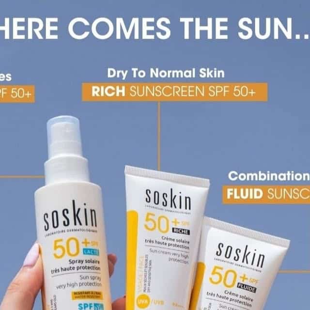 Soskin Solar Fluid SPF 50+ – fluide solaire léger haute protection pour visage, texture non‑grasse