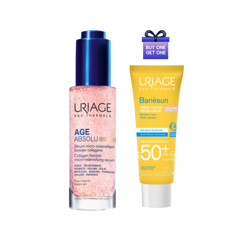 Two Uriage skincare products on a white background
