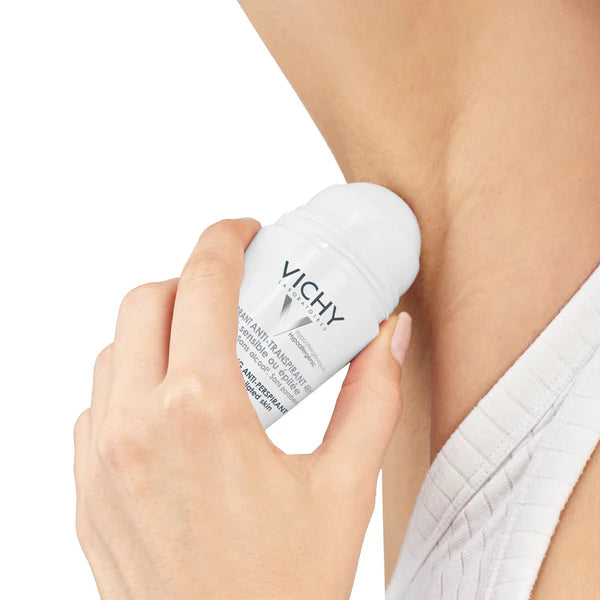 Vichy 48H Soothing Anti‑Perspirant Roll‑On – gentle protection for sensitive or freshly shaved skin, alcohol‑free, 50 ml.