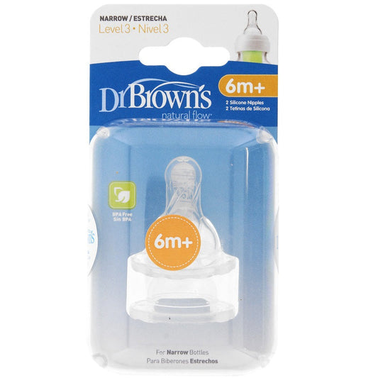 Dr Brown's Narrow 2 Silicone Nipples 6m+