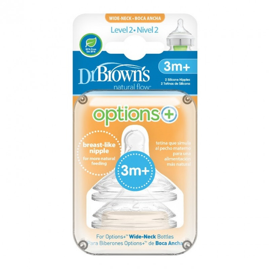 Dr Brown's Wide-Neck 2 Silicone Nipples 3m+