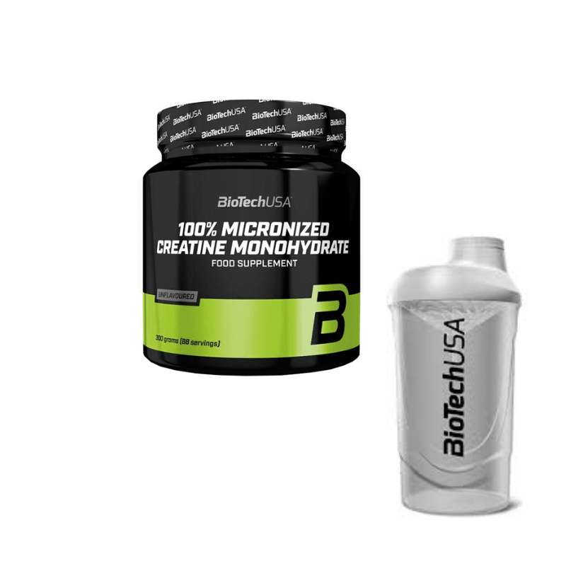 100% Micronized Creatine Monohydrate (300g) + Wave Shaker (600ml)