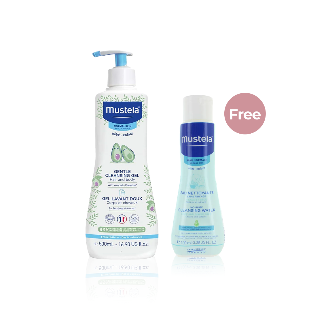 Mustela Gel lavant doux 500ml + 1 FREE No rinse cleansing water 50ml