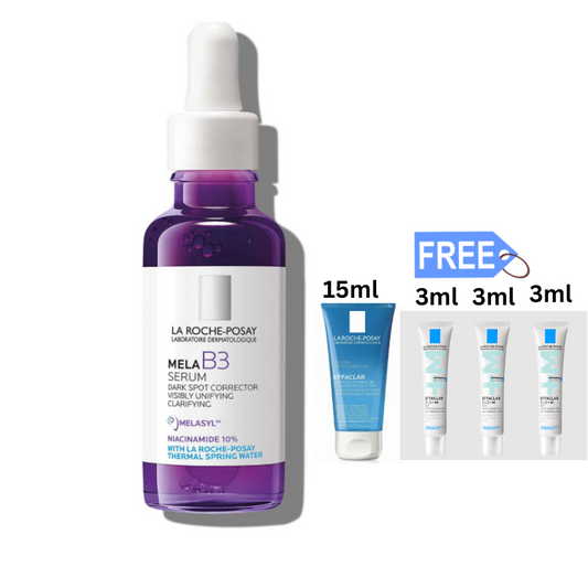 La Roche Posay Mela B3 Serum 30ml+FREE Effaclar Gel Moussant Purifiant 15ml & 3 Effaclar Duo+ 3ml