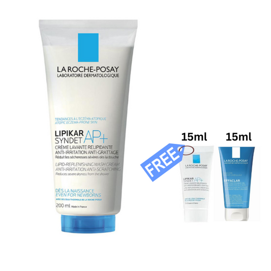 La Roche-Posay Lipikar Syndet AP+ 200ml + Free Effaclar Gel Moussant Purifiant 15ml & Lipikar Syndet AP+ 15ml