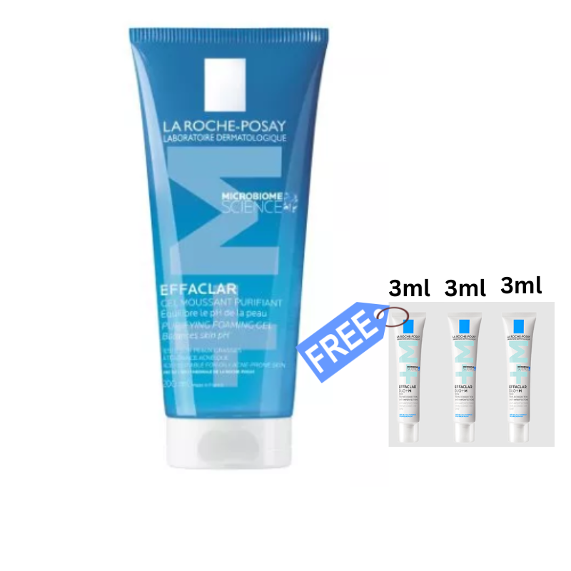 La Roche-Posay Effaclar Gel Moussant Purifiant 200ml + Free 3 Effaclar Duo+ 3ml