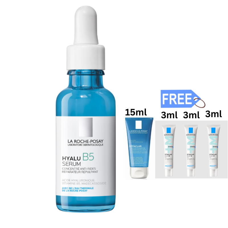 La Roche-Posay Hyalu B5 Serum 30ml + Free Effaclar Gel Moussant Purifiant 15ml & 3 Effaclar Duo+ 3ml