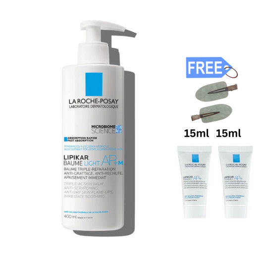 La Roche-Posay Lipikar Baume AP+M 400ml + Free 2 Lipikar Syndet AP+ 15ml & Hair Clips