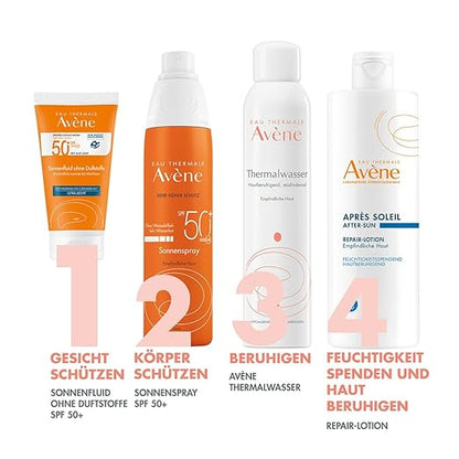 Texture légère du fluide solaire Avène High Protection SPF50+ sans parfum – protection optimale contre les UVA et UVB
