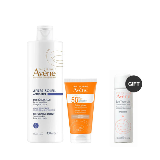 Avene After-sun Restorative Lotion + High Protection Tinted Cream SPF50+