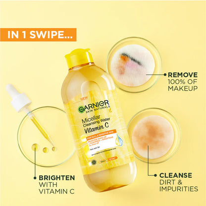 Garnier Micellar Cleansing Water in Oil 400ml bottle, dual-phase makeup remover for waterproof makeup, suitable for all skin types including sensitive skin