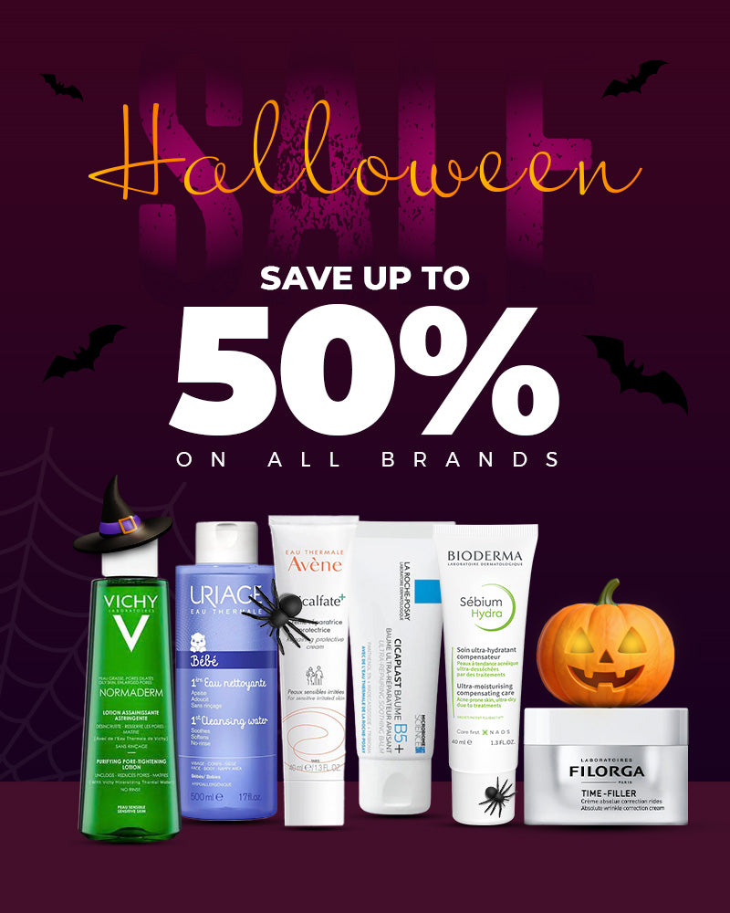 25 percent off all sunscreens including La Roche-Posay Anthelios and Vichy Capital Soleil with discounted prices displayed on a summer beach background