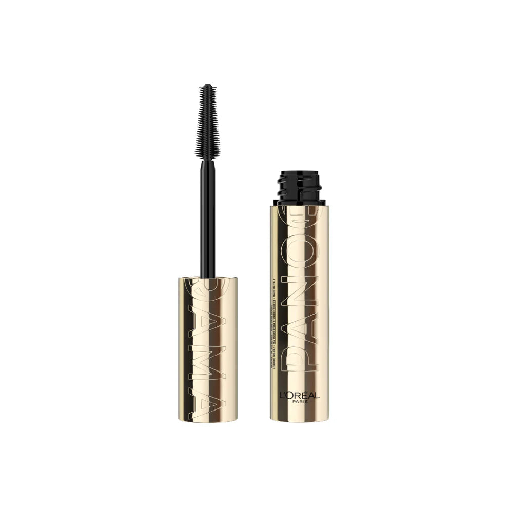 L'Oreal mascara with gold and black packaging on a white background