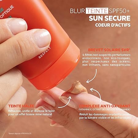 Texture mousse effet flouté de SVR Sun Secure Tinted Blur – fini velouté, lissant et matifiant pour un teint sublimé en un seul geste