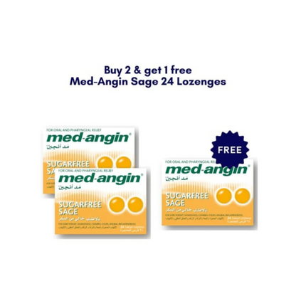 MED-ANGIN SUGAR FREE 24 THROAT LOZENGES | Buy 2 Get 1 For Free