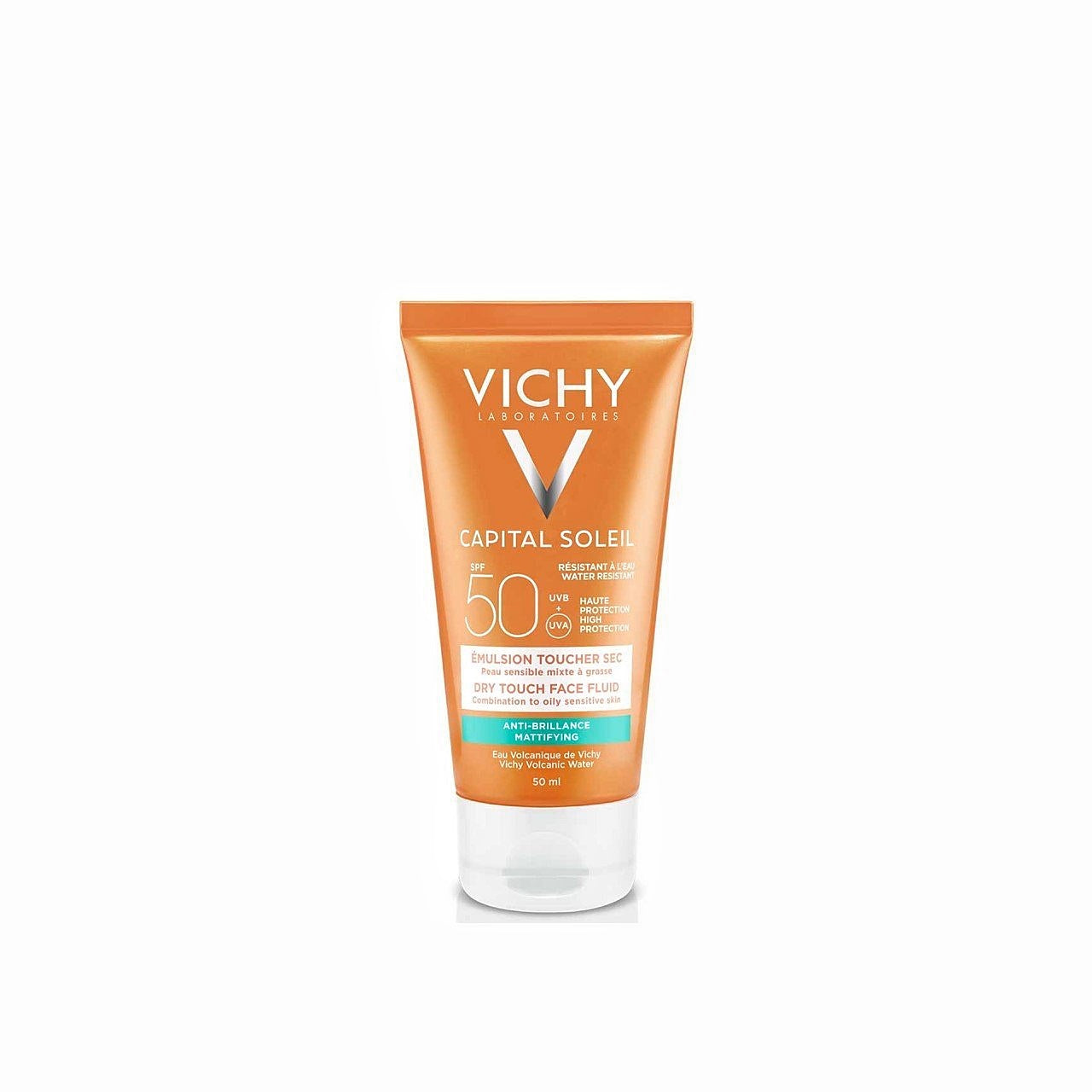 VICHY Capital Soleil Dry Touch Face Fluid BB Tinted SPF50+ – Matte finish sun protection with natural tint