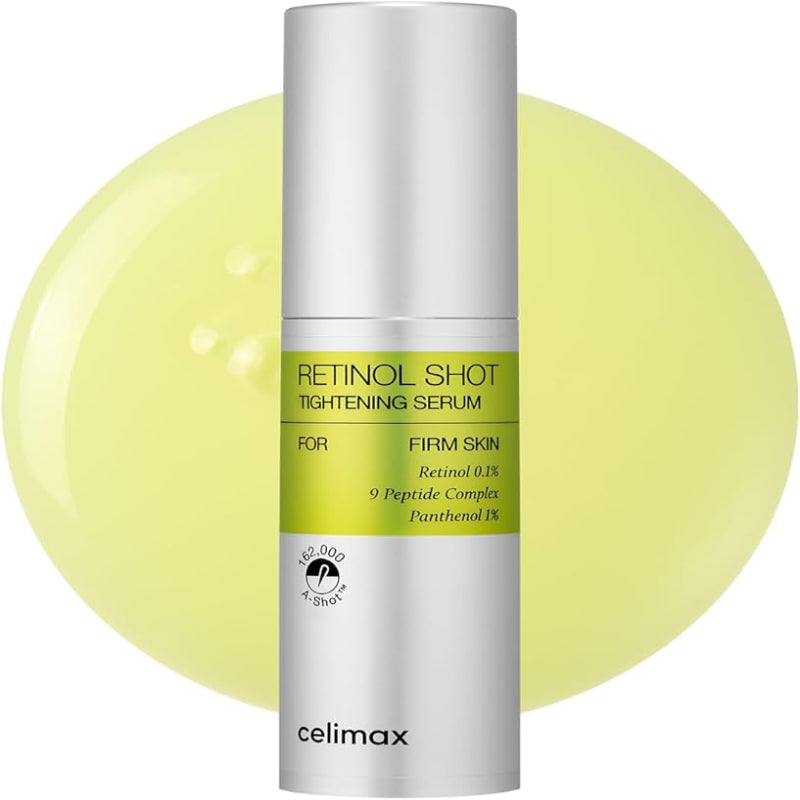 Celimax Retinol Shot Tightening Serum 15ml bottle and packaging for firm, smooth skin"