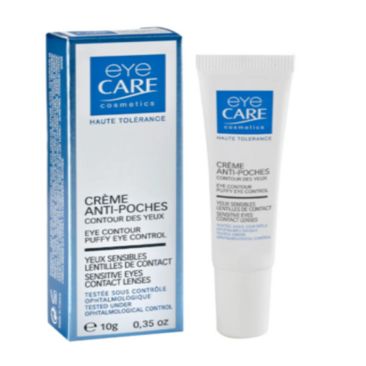 Tube of Eye Care Cosmetics Anti-Puffiness Eye Contour Cream – 10g, designed to reduce under-eye puffiness and soothe sensitive skin.