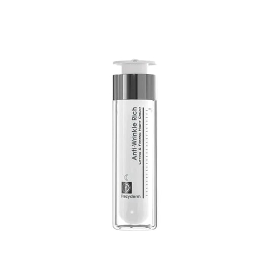 A pump bottle of Frezyderm Anti-Wrinkle Rich Night Cream.