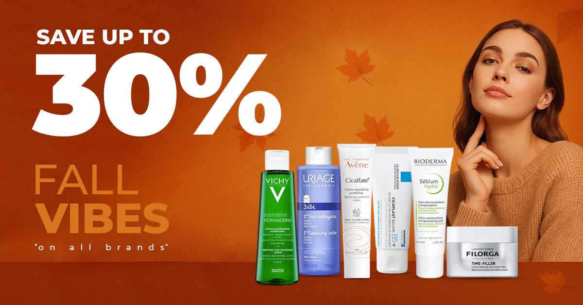 25 percent off all sunscreens including La Roche-Posay Anthelios and Vichy Capital Soleil with discounted prices displayed on a summer beach background