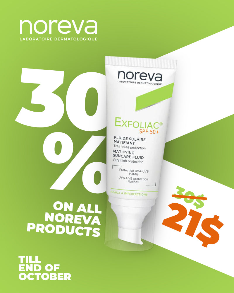 Noreva Exfoliac SPF50+ with 30% discount, now $21 instead of $30, valid till end of October.