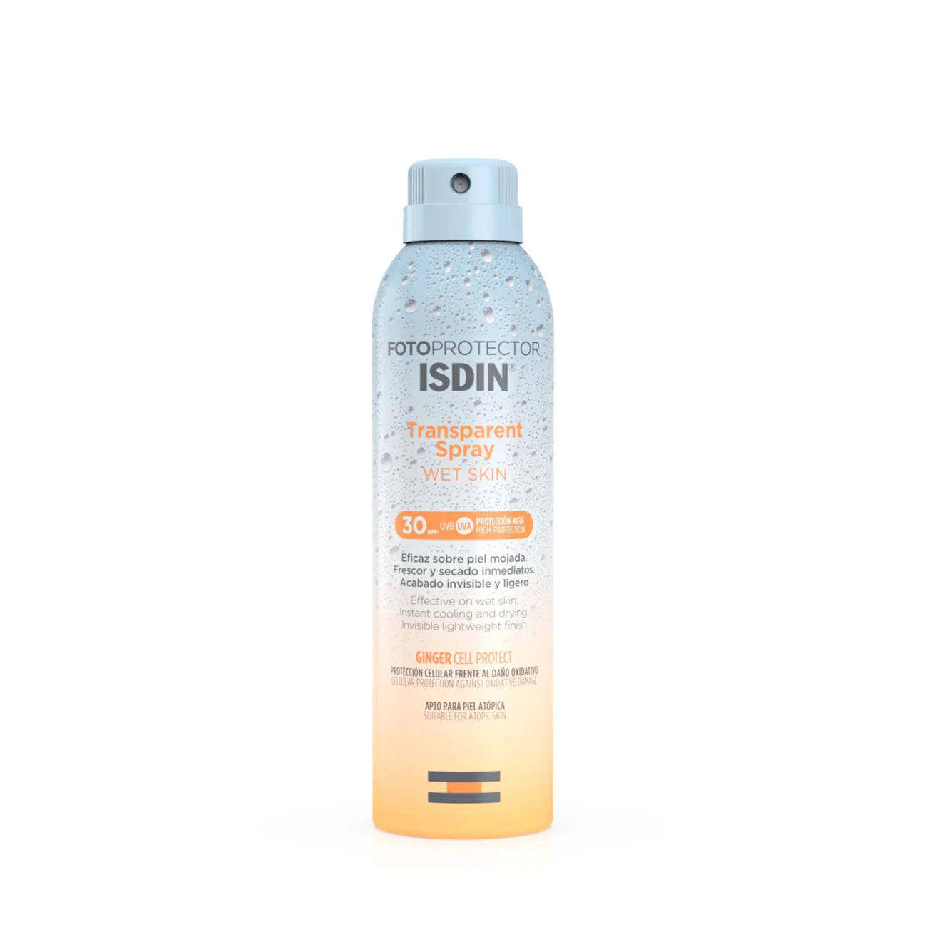 ISDIN Fotoprotector Transparent Spray Wet Skin SPF 30 – Water-resistant body sunscreen spray for wet or dry skin with medium sun protection