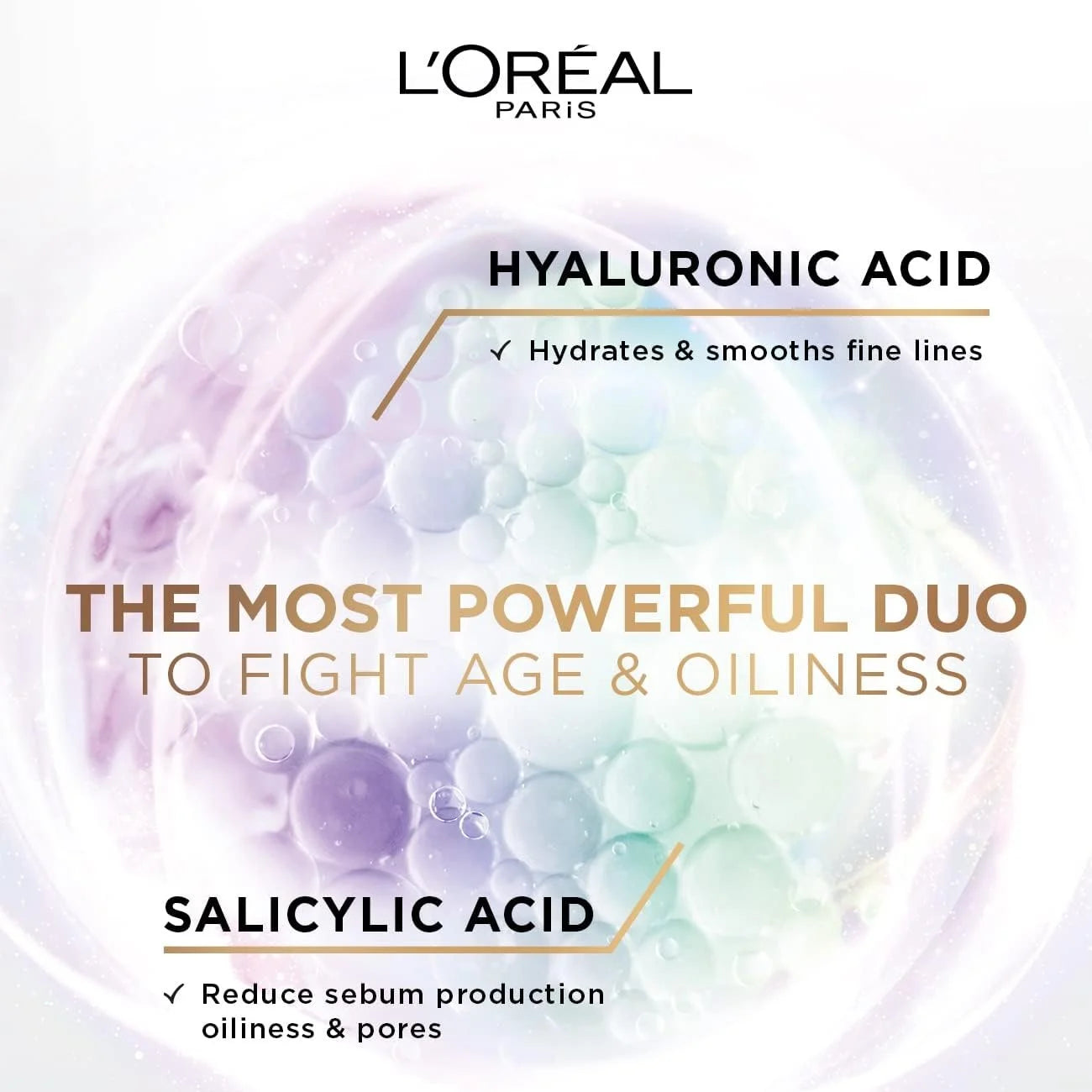 L'Oréal Hyaluron Expert 8H Shine Control Replumping Gel-Cream – hydrating and mattifying gel moisturizer with hyaluronic and salicylic acid for oily skin.