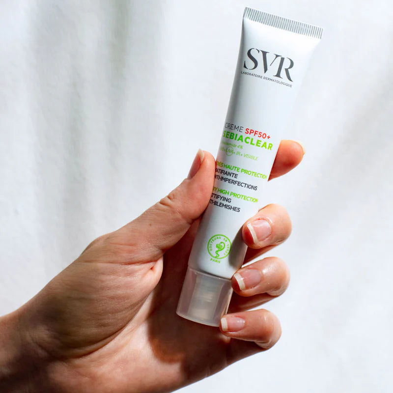 SVR Sebiaclear Creme SPF 50 40ml – High-protection tinted cream that shields sensitive, acne-prone skin from UV rays while mattifying and reducing blemishes