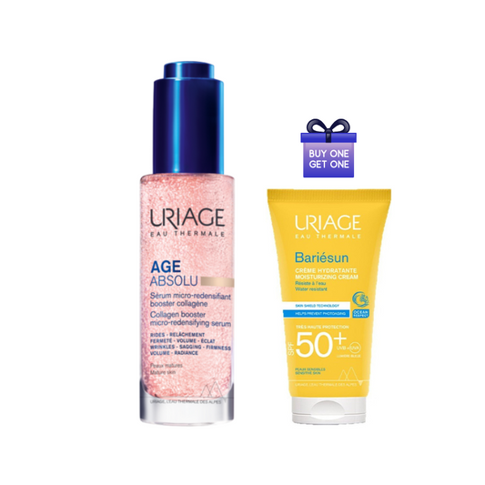 Two Uriage skincare products on a white background