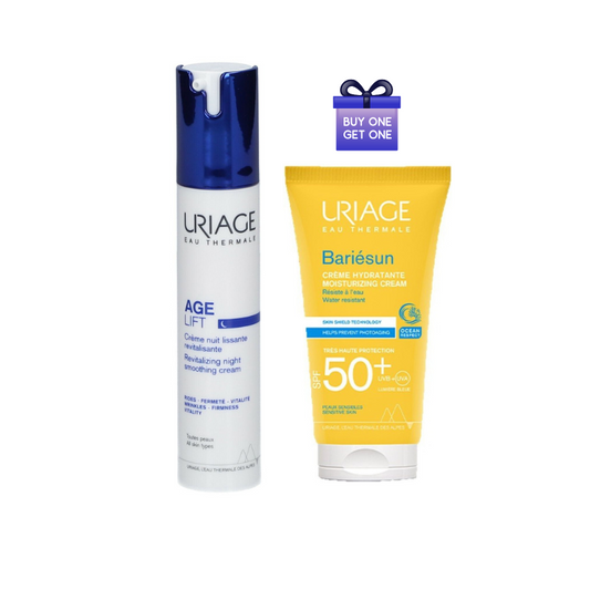 Two Uriage skincare products on a white background